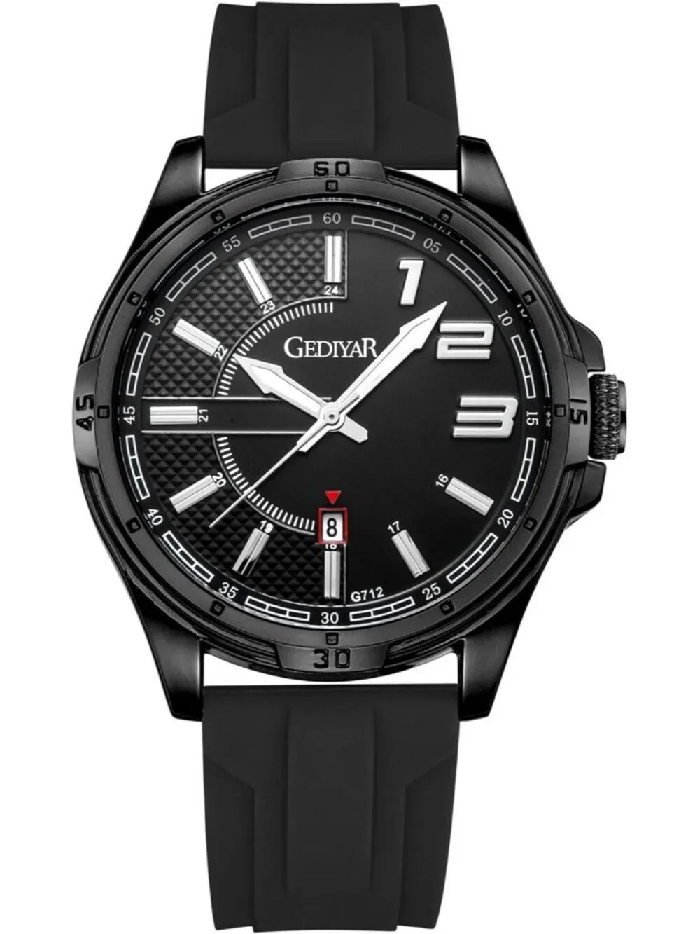 Men's Black Analog Quartz Sports Silicone Strap Waterproof Classic Wrist Watch